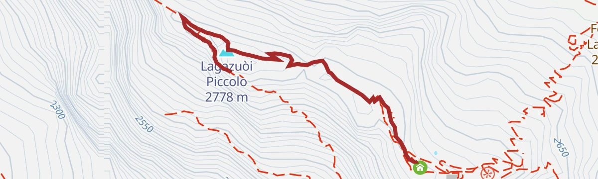 Route map: Ascent to the summit of Piccolo Lagazuoi